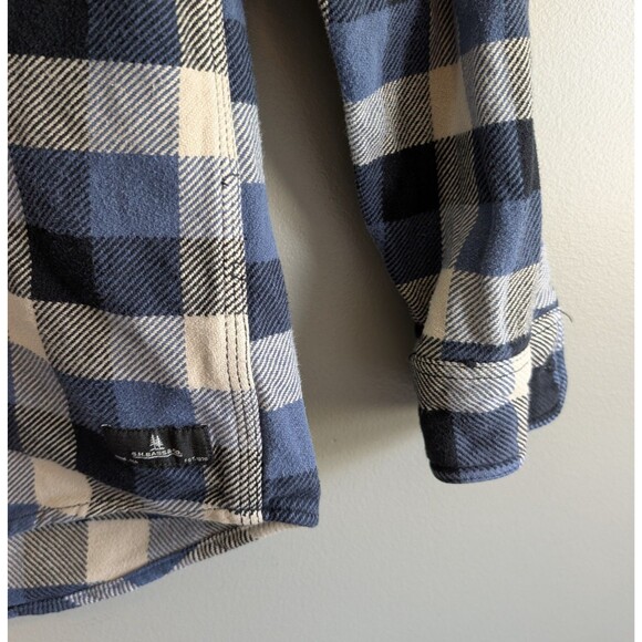 GH Bass Size Medium Plaid Shirt Mens Heavyweight Cotton Jacket Blue Shacket LS M - Picture 3 of 6